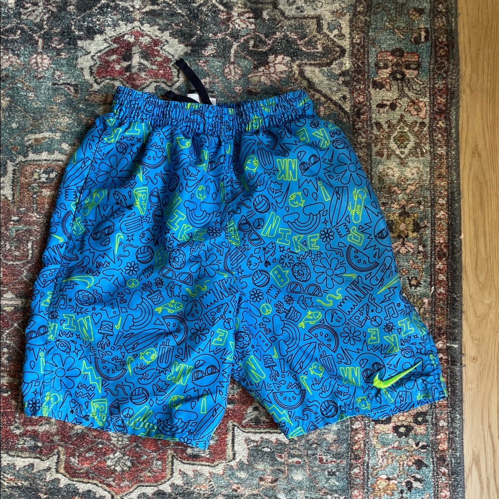 Nike Blue and Green Athletic Shorts